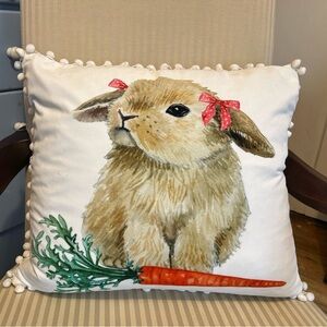 Charming Bunny Accent Pillow with Carrot Design